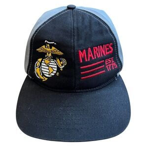 US Honor US Marines Hat Black Grey Embroidered EGA Est 1775 Made in USA Cap